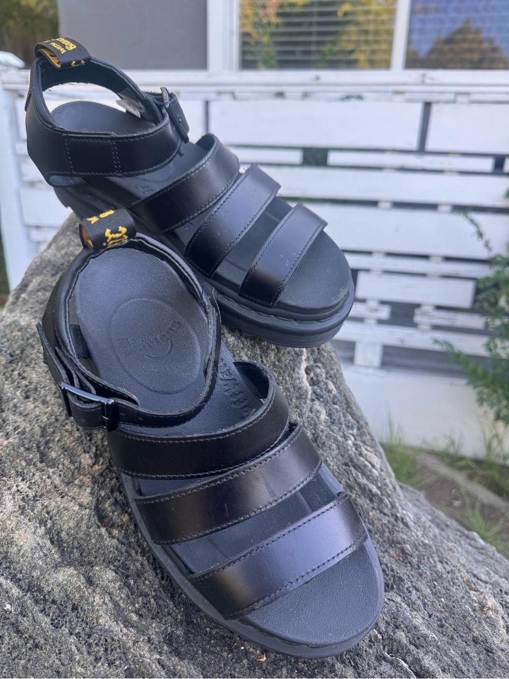 Dr. Martens Black Leather Strappy Sandals with Black Stitching, Size 8 - Picture 10 of 12
